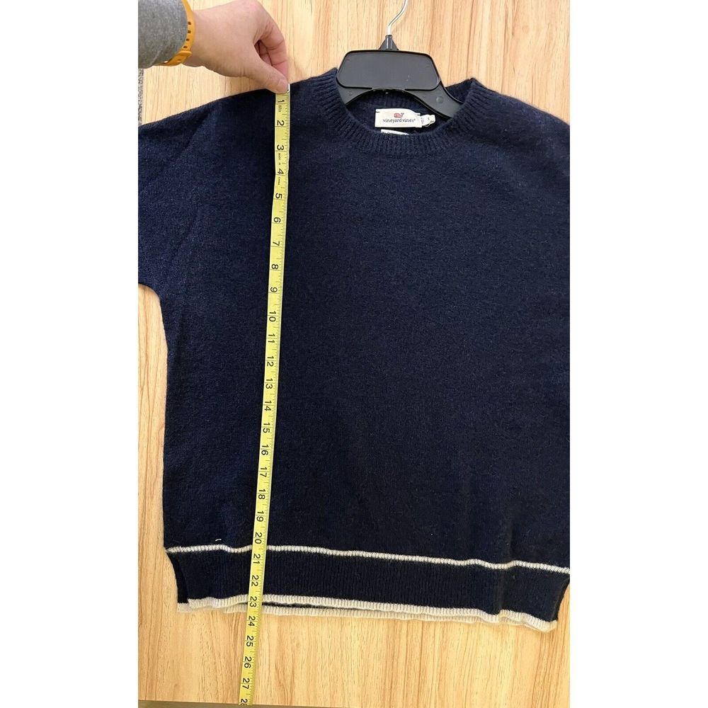 Vineyard Vines Lofty CASHMERE Crewneck Sweater Deep Bay Navy Slits S $248 - Picture 7 of 7